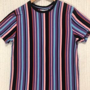 San Francisco Work Shirts‎ Striped Tee Colorful Vertical Stripes Medium